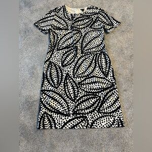 Ann Taylor Black and White Leaf Print Mini Dress